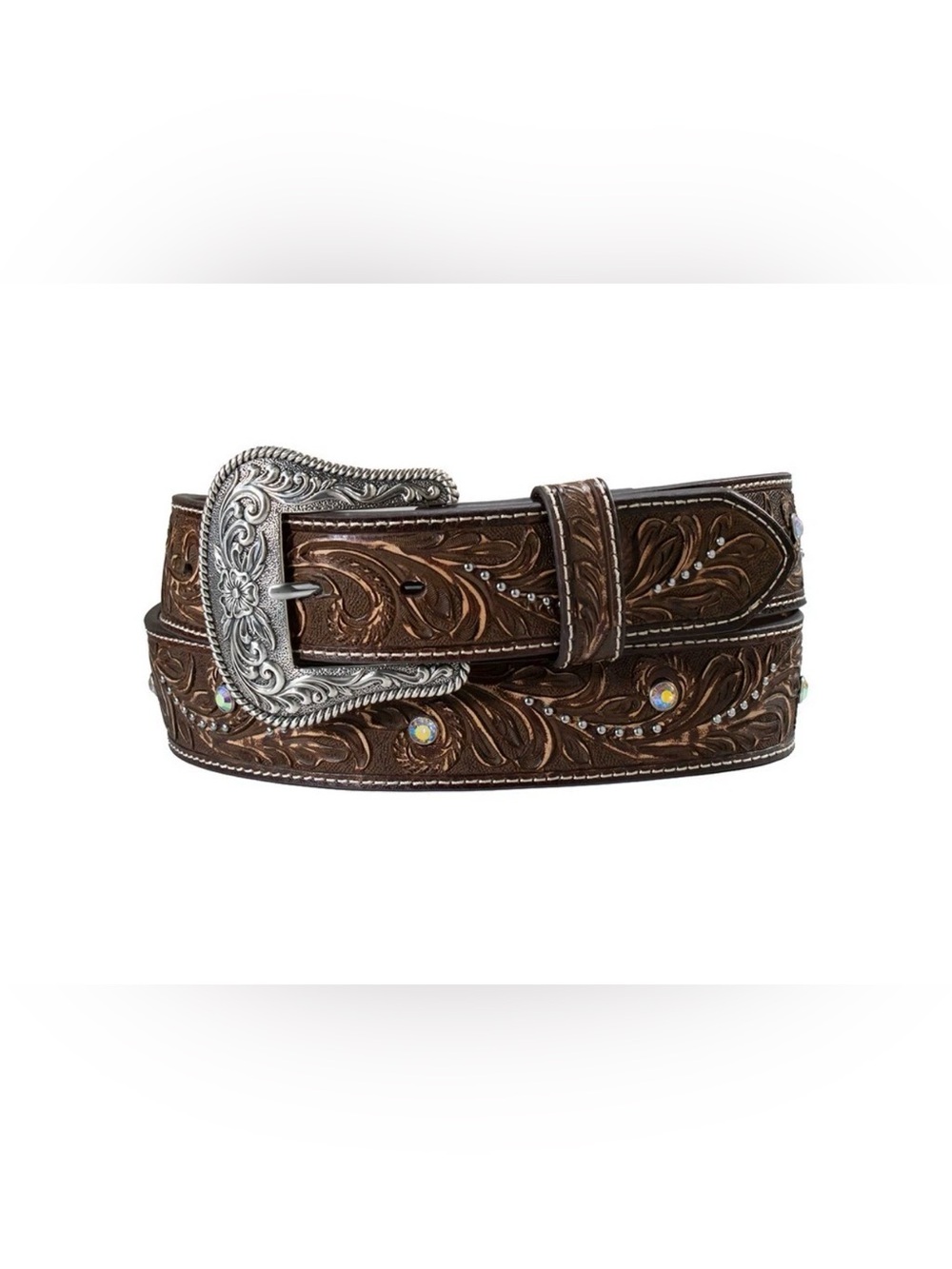 Nocona Western Belt Womens Scroll Nail Heads Leather Brown N320008502 Small